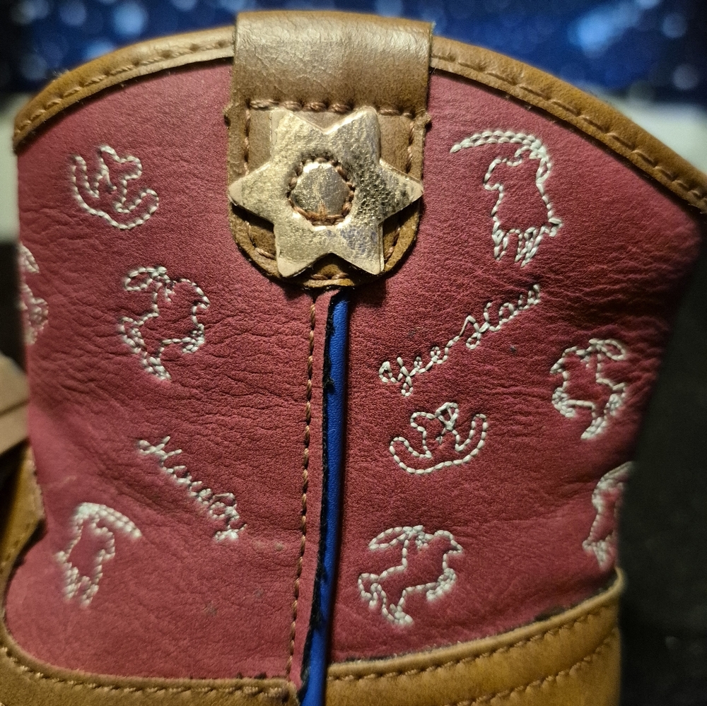 Brown and Red Kids' Cowboy Boots - Picture 3 of 7